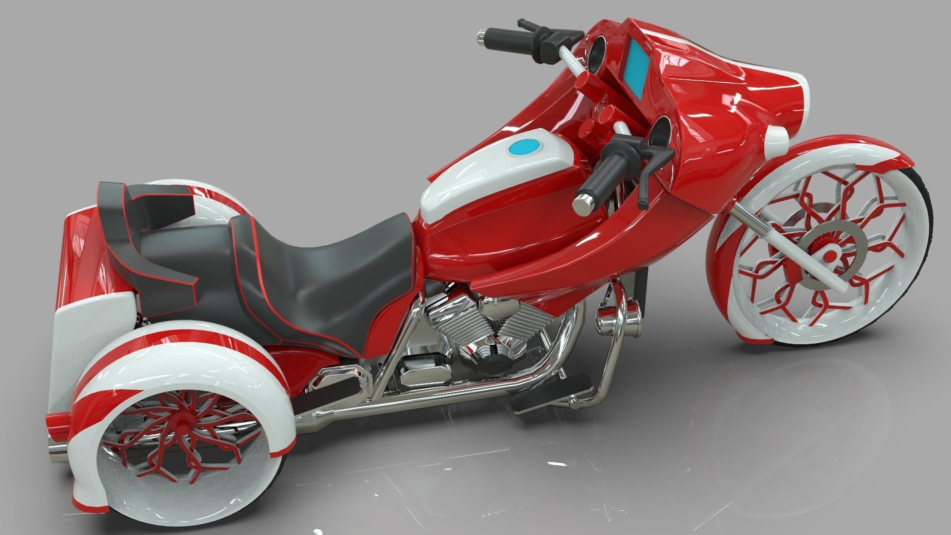 Conceptual three wheeled motorcycle 3D model_5
