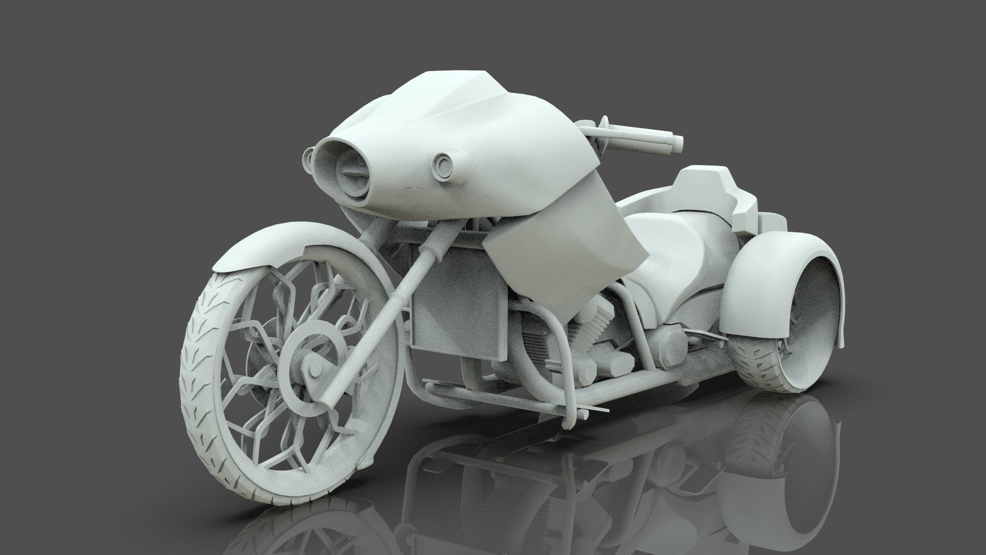 Conceptual three wheeled motorcycle 3D model_17