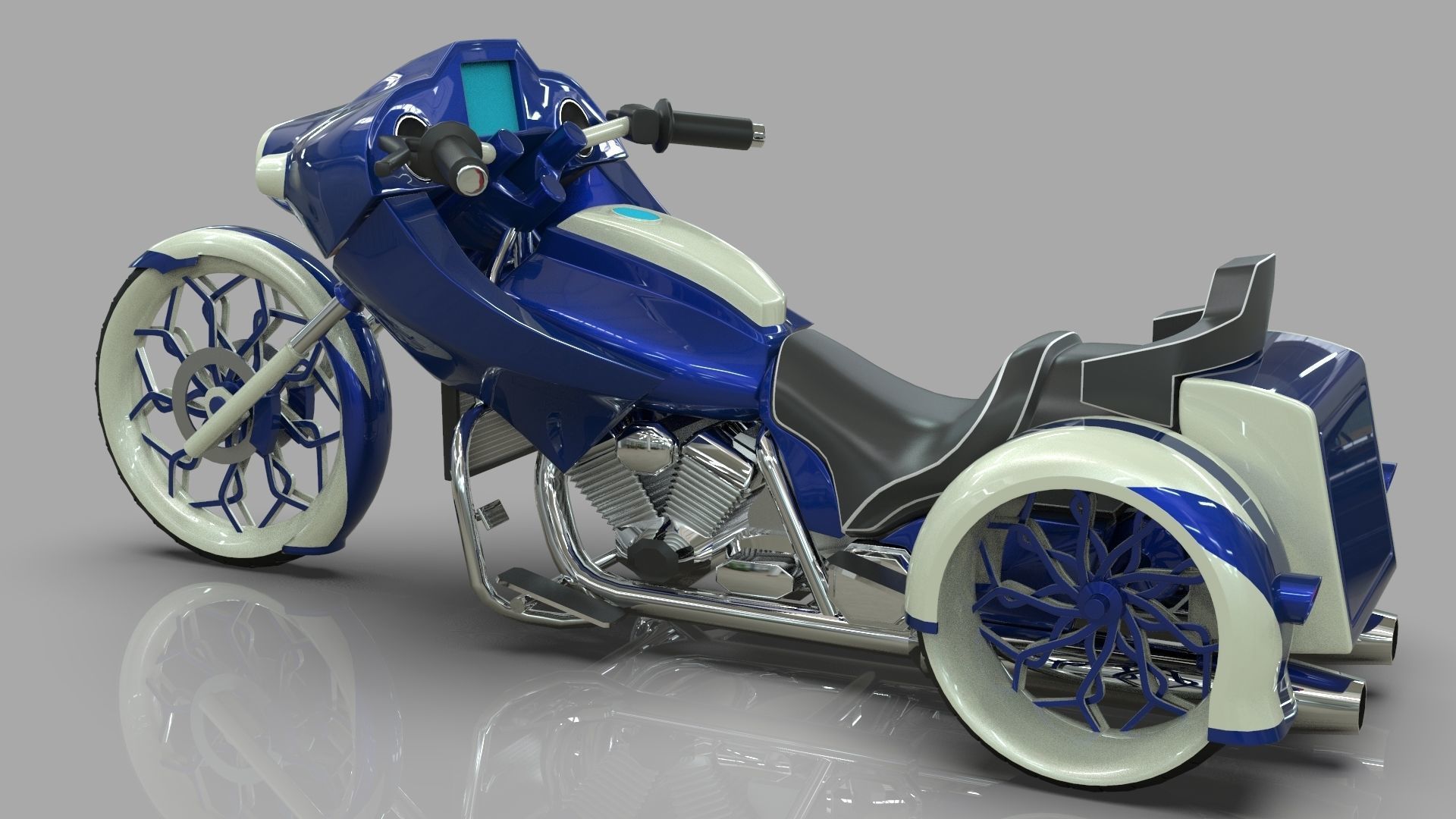 Conceptual three wheeled motorcycle 3D model_14