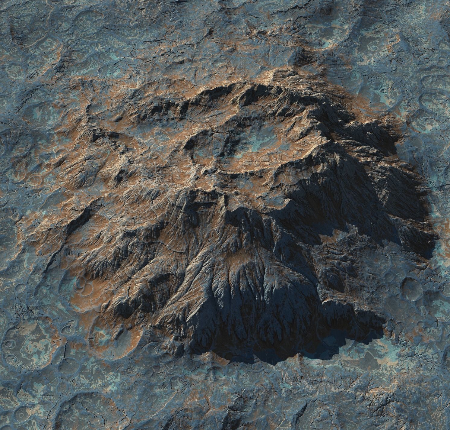 16k Seamless Craters Hill Surface 4 Variations Low-poly 3D model_7