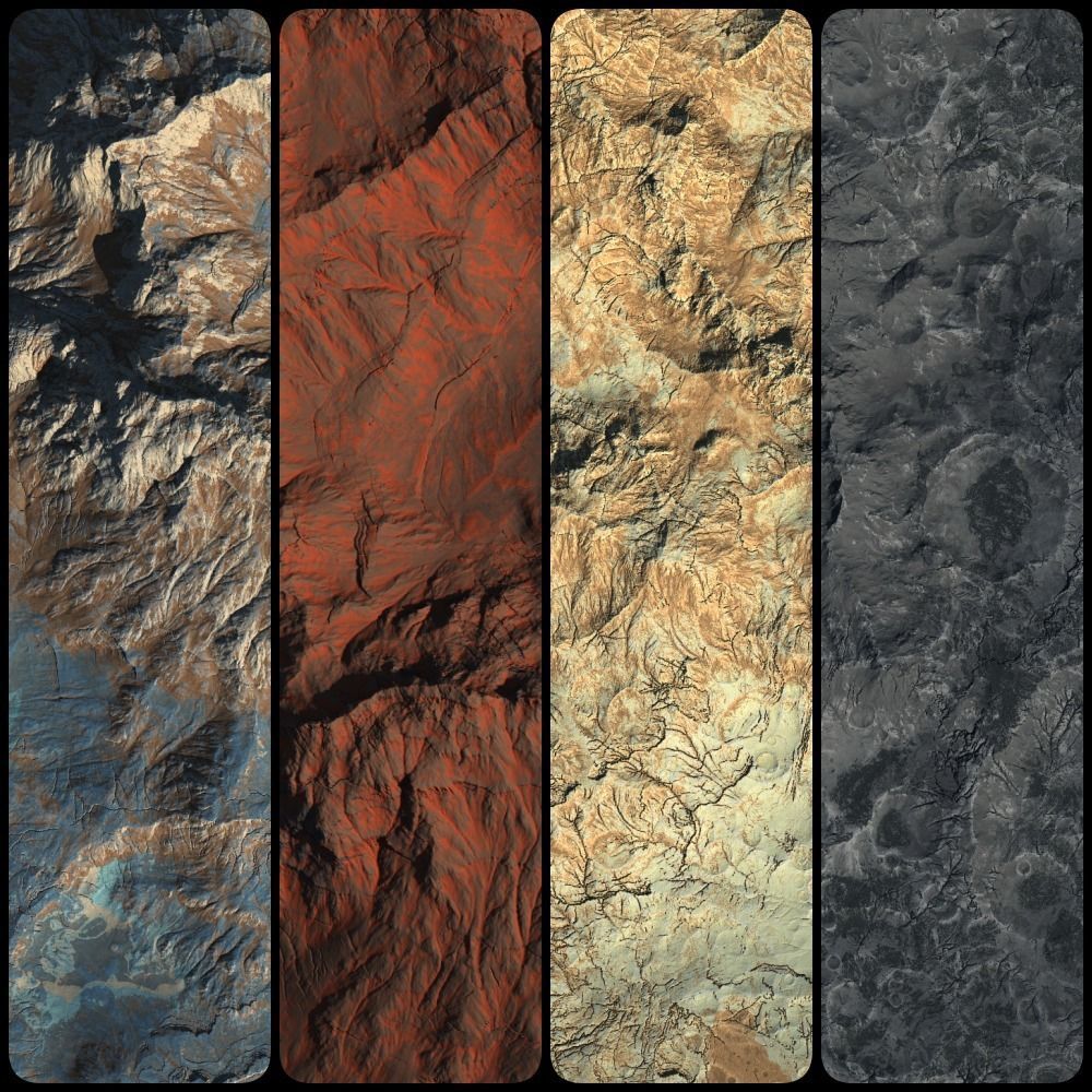 16k Seamless Craters Hill Surface 4 Variations Low-poly 3D model_1