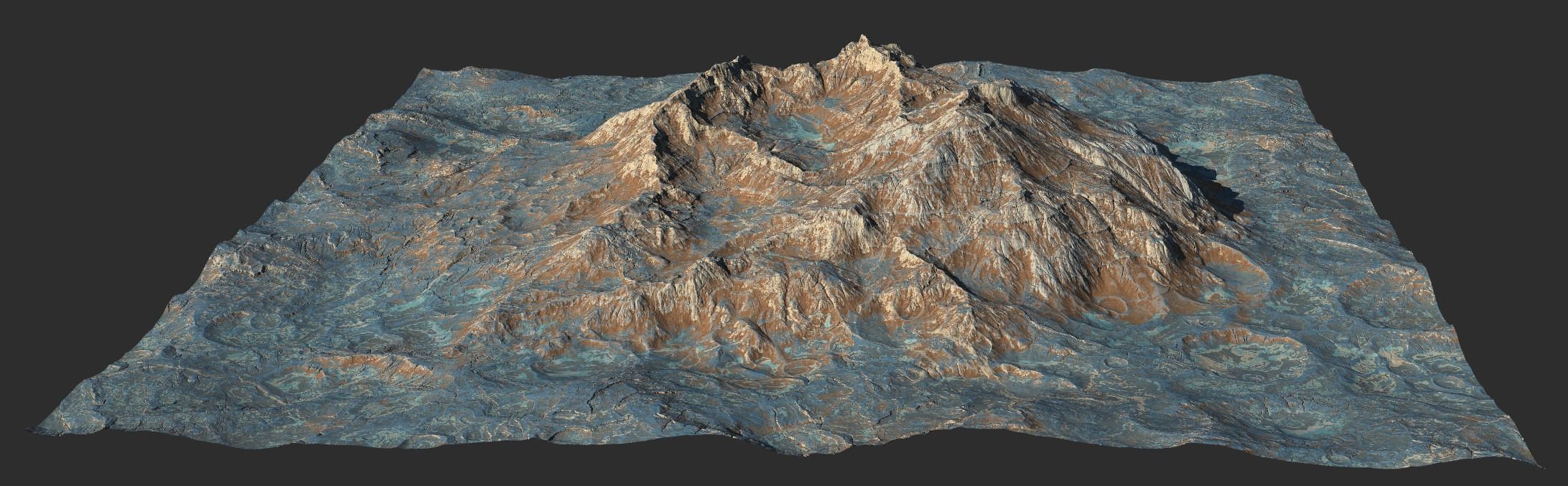 16k Seamless Craters Hill Surface 4 Variations Low-poly 3D model_41