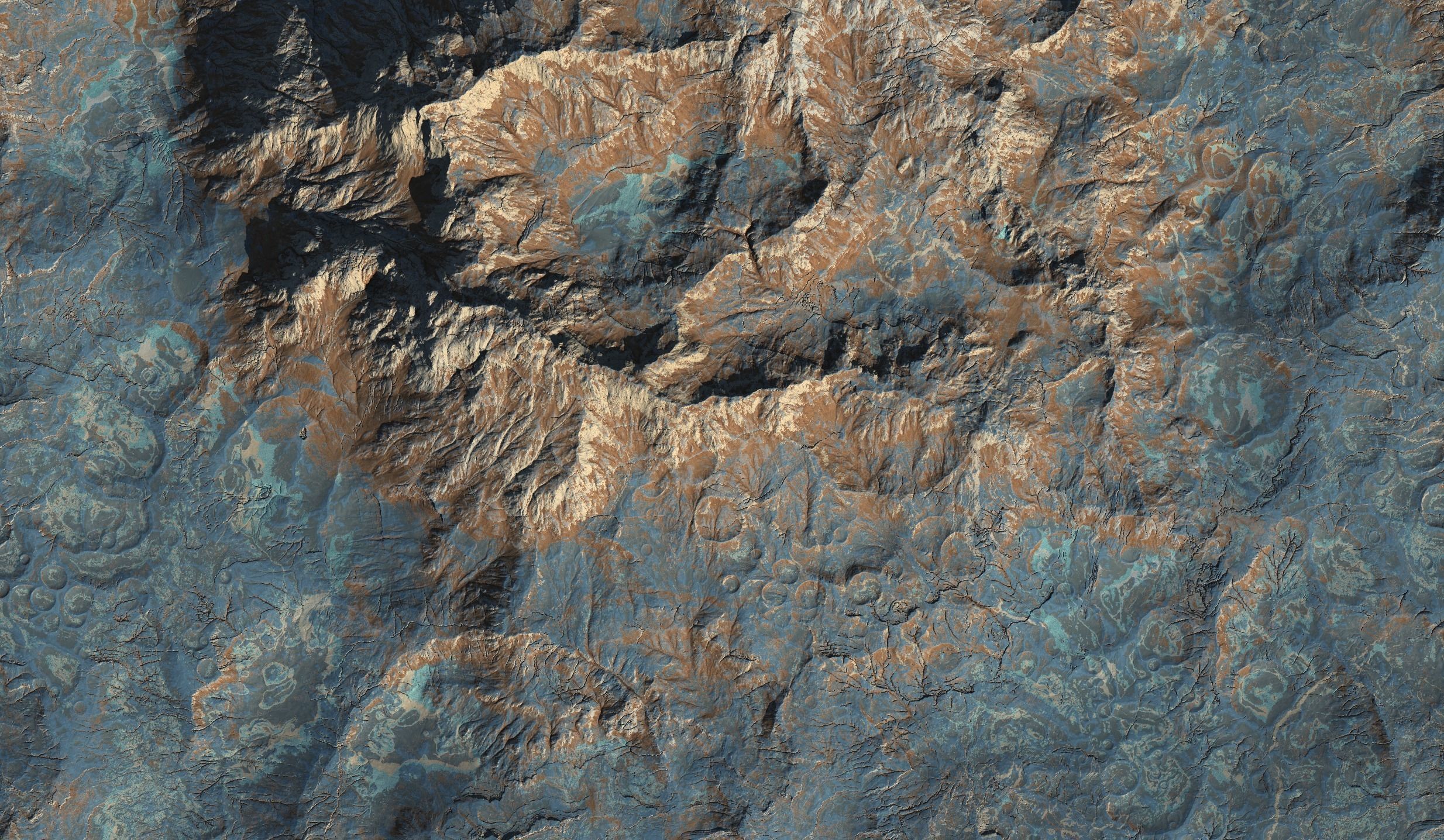 16k Seamless Craters Hill Surface 4 Variations Low-poly 3D model_39