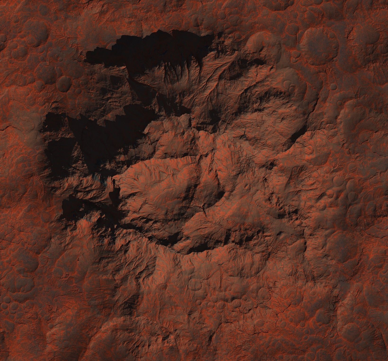 16k Seamless Craters Hill Surface 4 Variations Low-poly 3D model_30