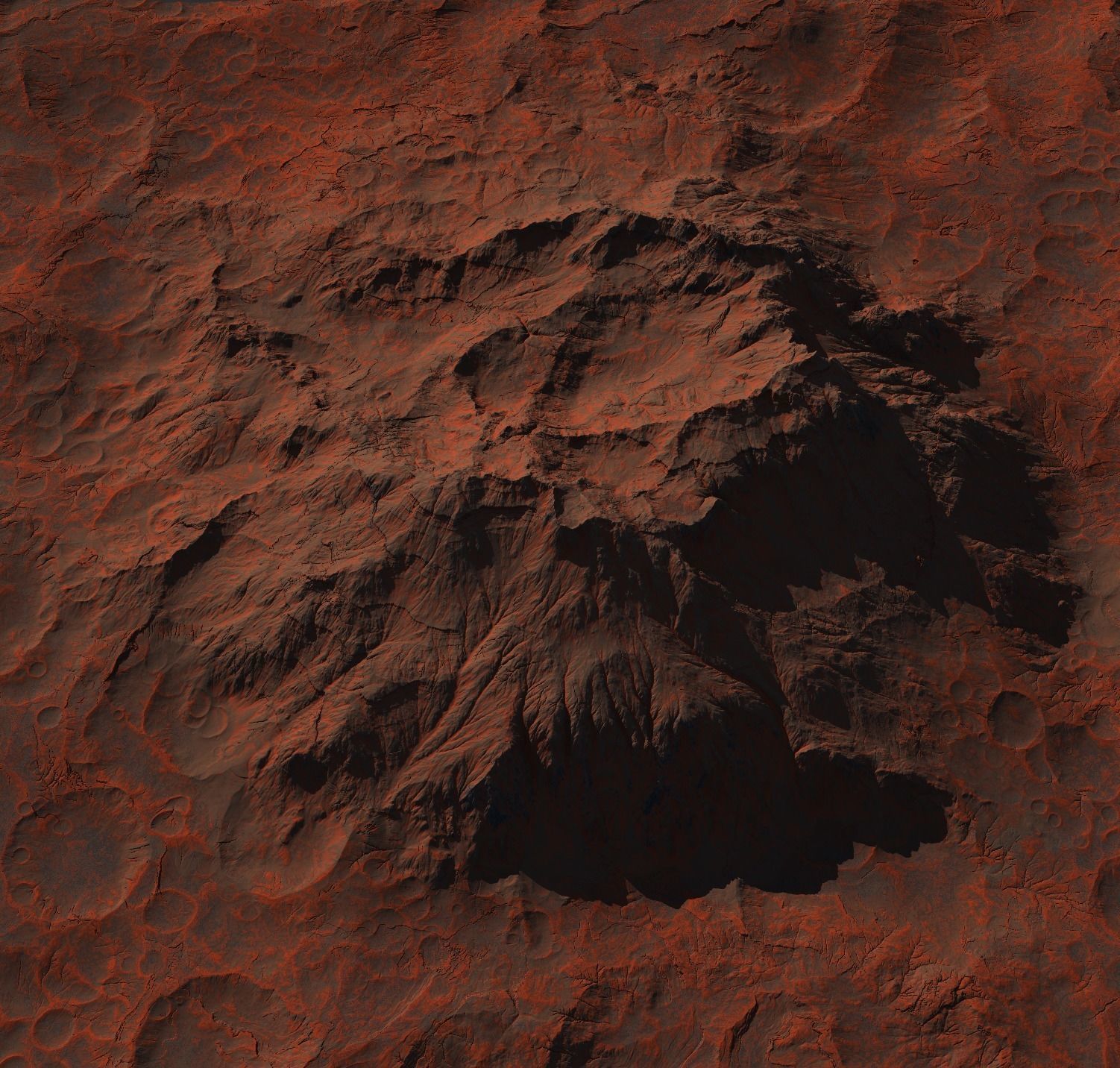 16k Seamless Craters Hill Surface 4 Variations Low-poly 3D model_14