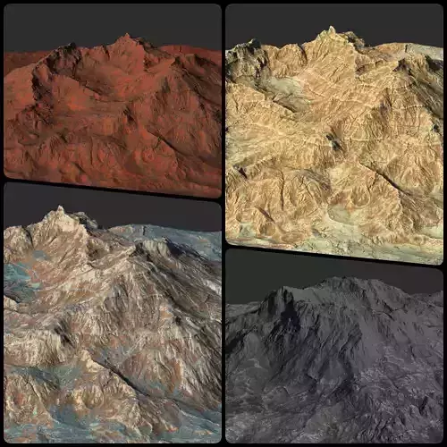 16k Seamless Craters Hill Surface 4 Variations Low-poly 3D model