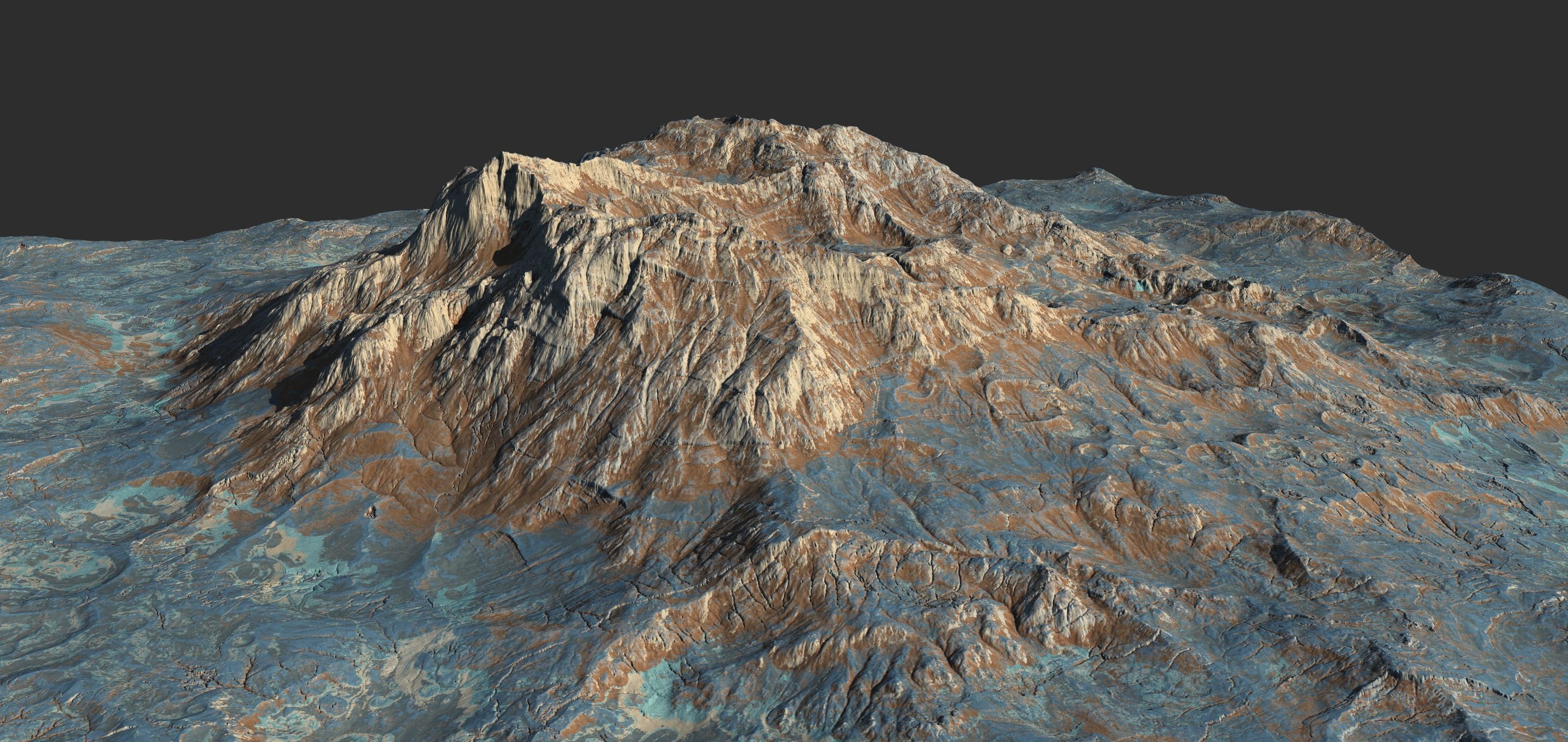 16k Seamless Craters Hill Surface 4 Variations Low-poly 3D model_12