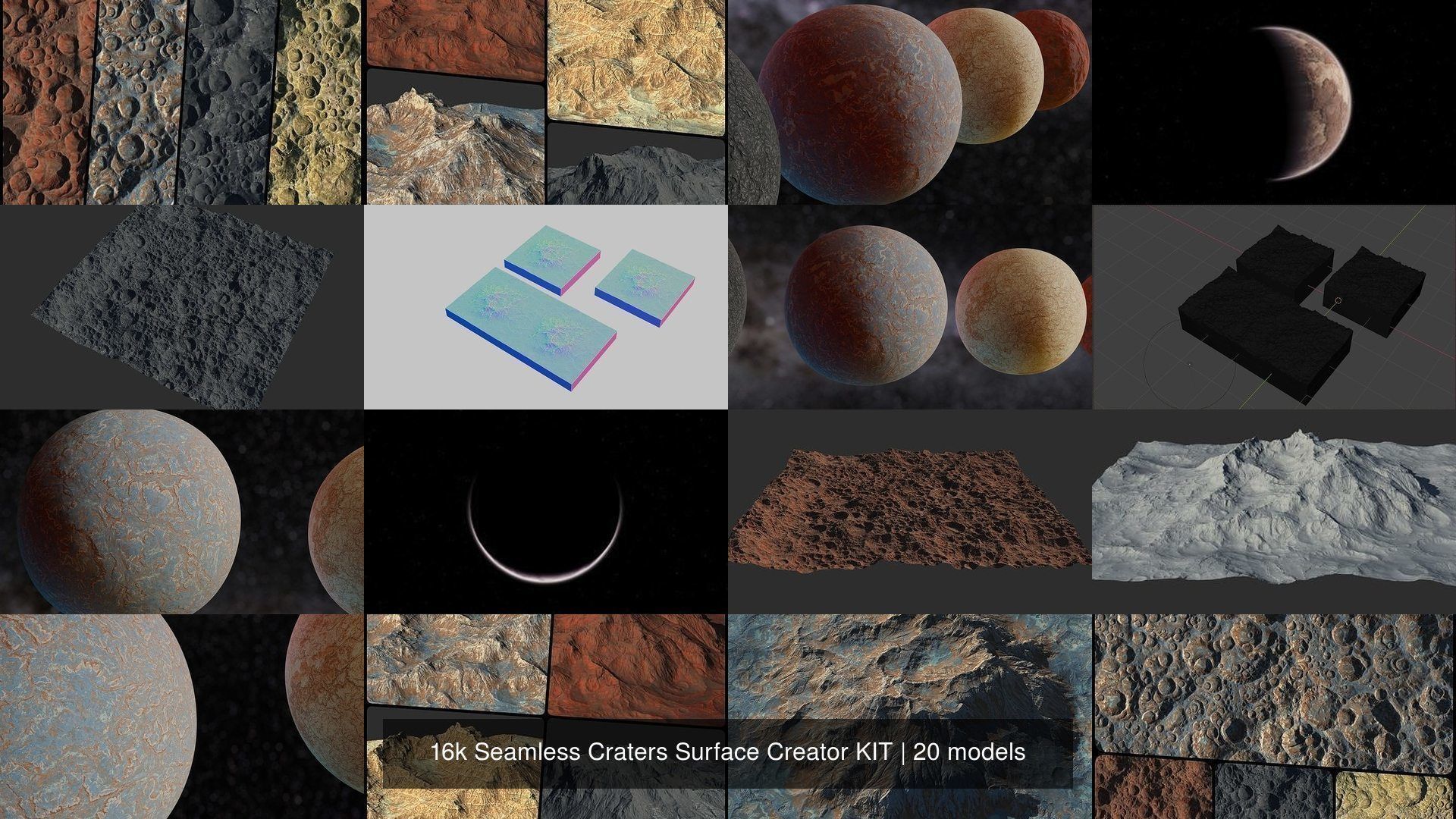 16k Seamless Craters Surface Creator KIT 3D Model Collection_3