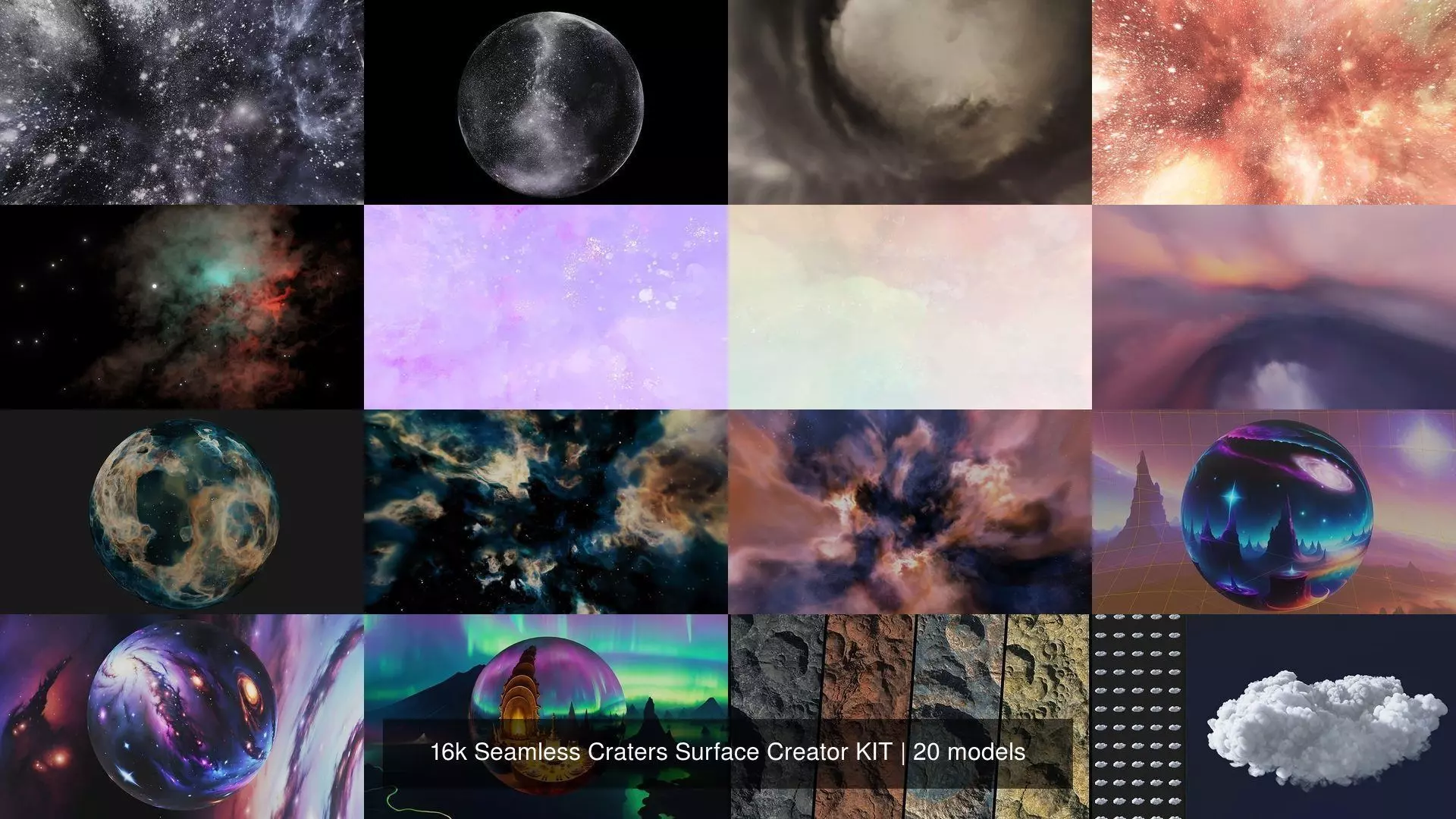 16k Seamless Craters Surface Creator KIT 3D Model Collection_1