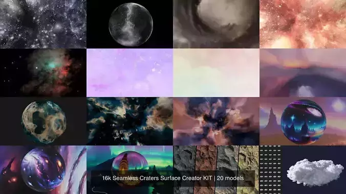 16k Seamless Craters Surface Creator KIT
