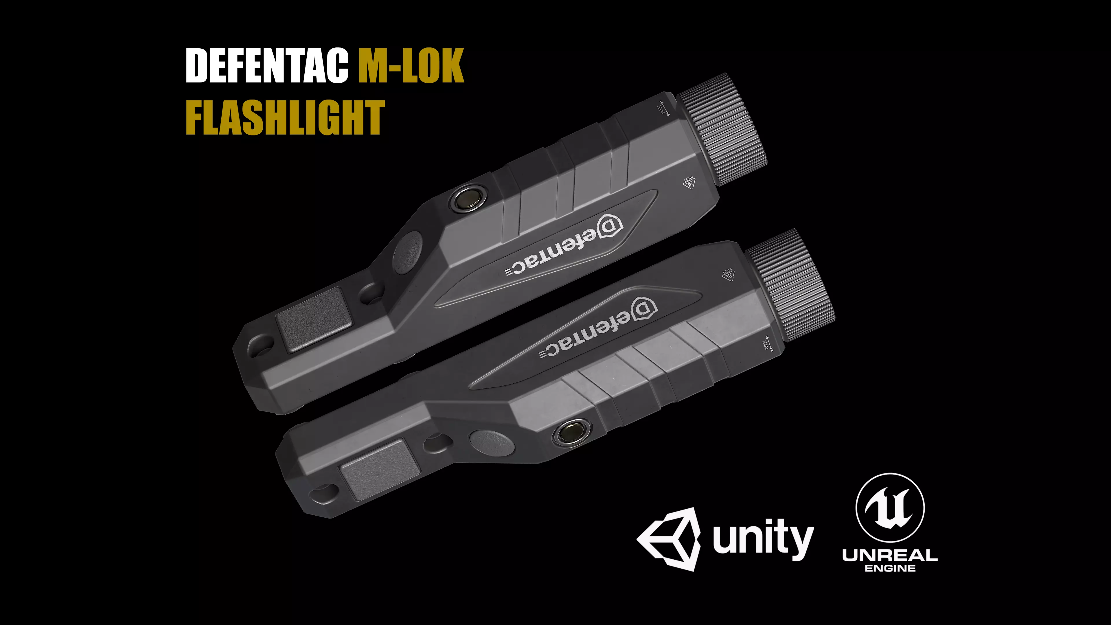 Defentac M-lok Flashlight Low-poly 3D model