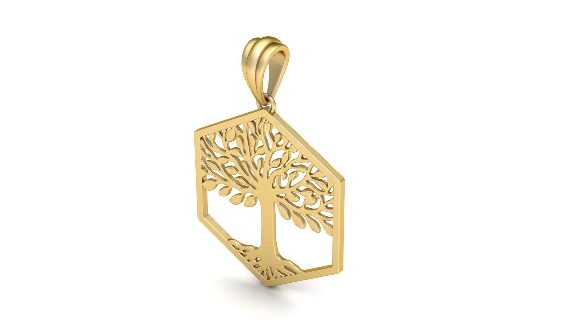 Tree of Life Hexagon Pendant 30 mm 3D print model_2