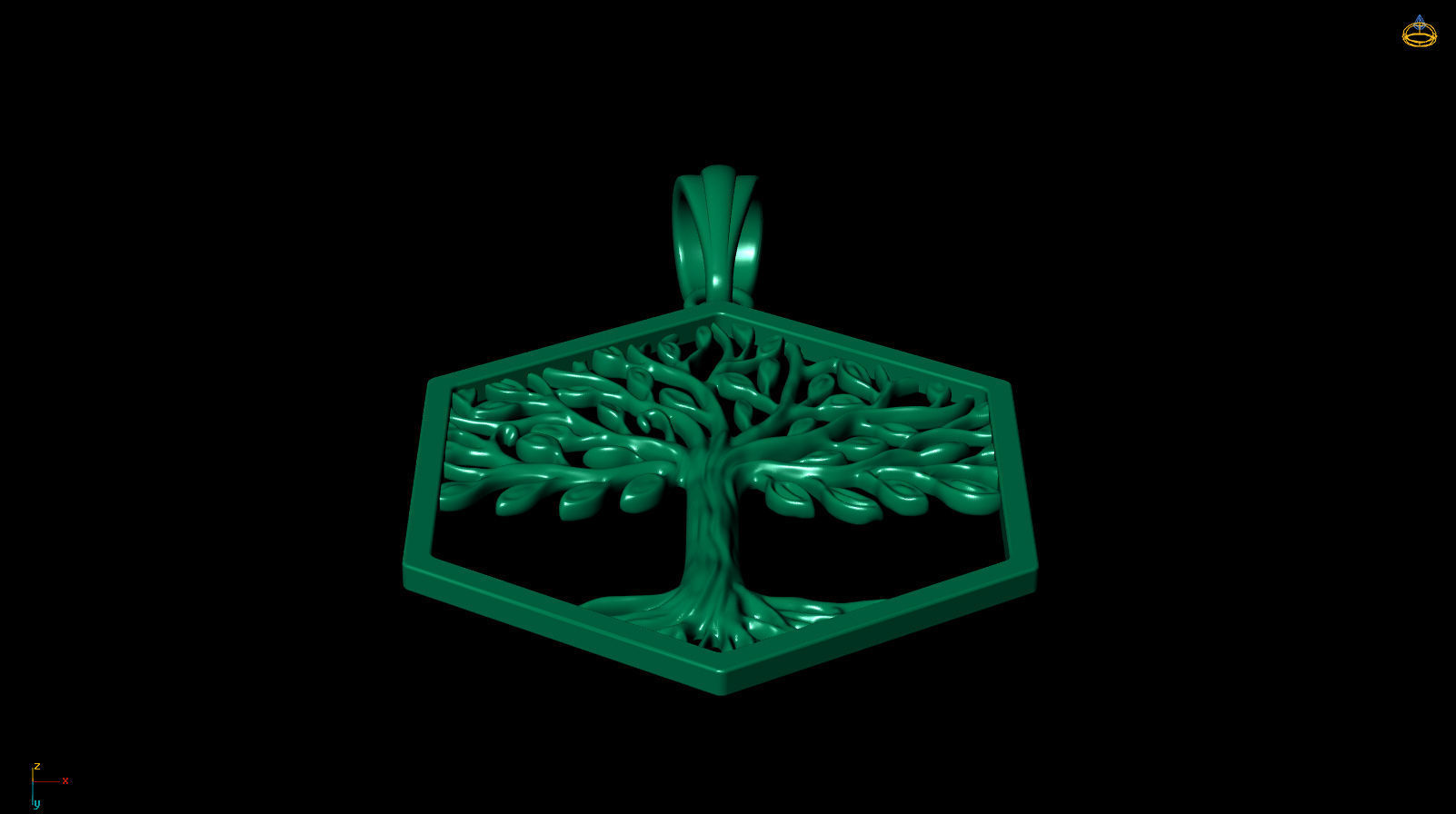 Tree of Life Hexagon Pendant 30 mm 3D print model_12