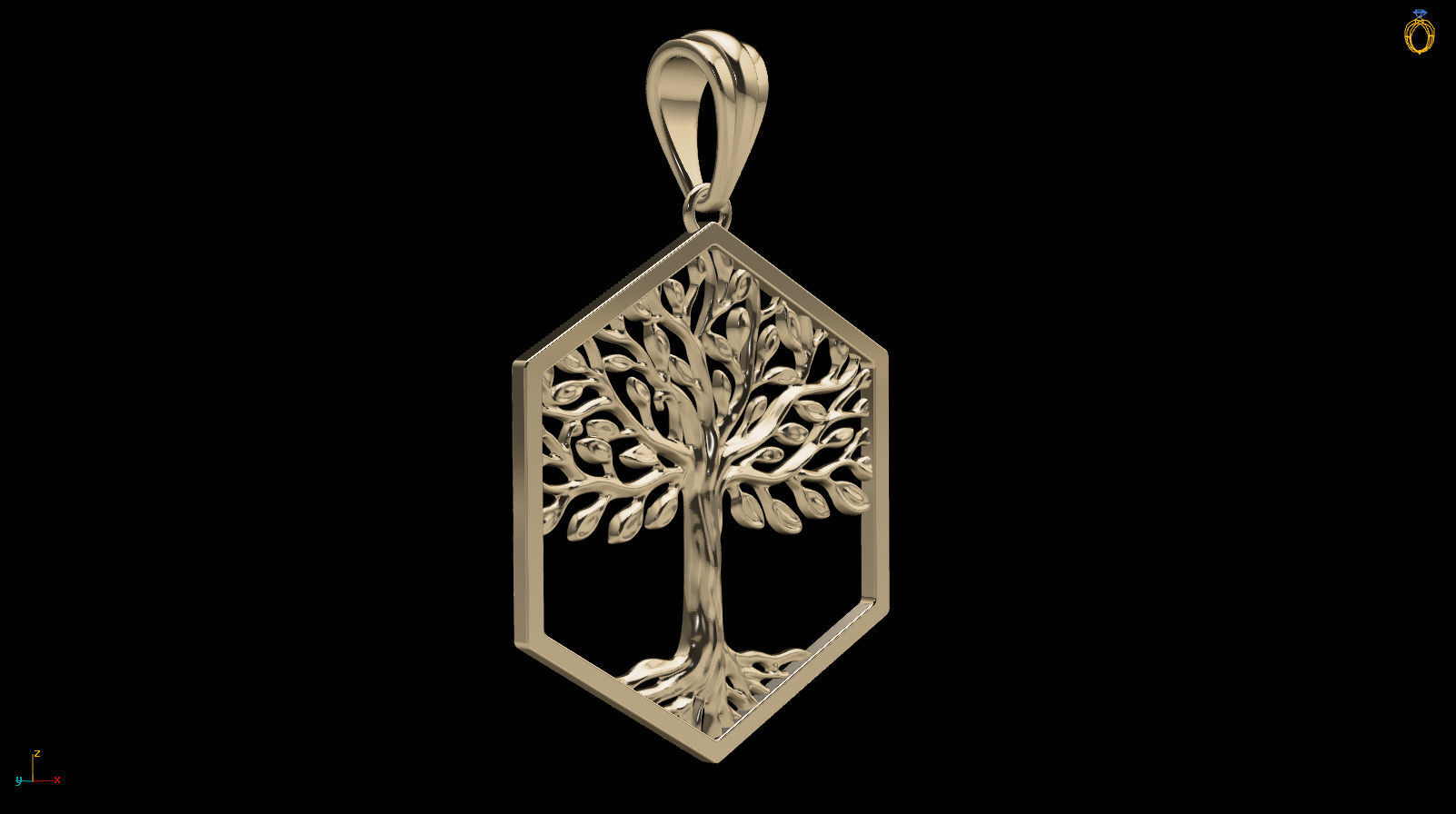 Tree of Life Hexagon Pendant 30 mm 3D print model_15