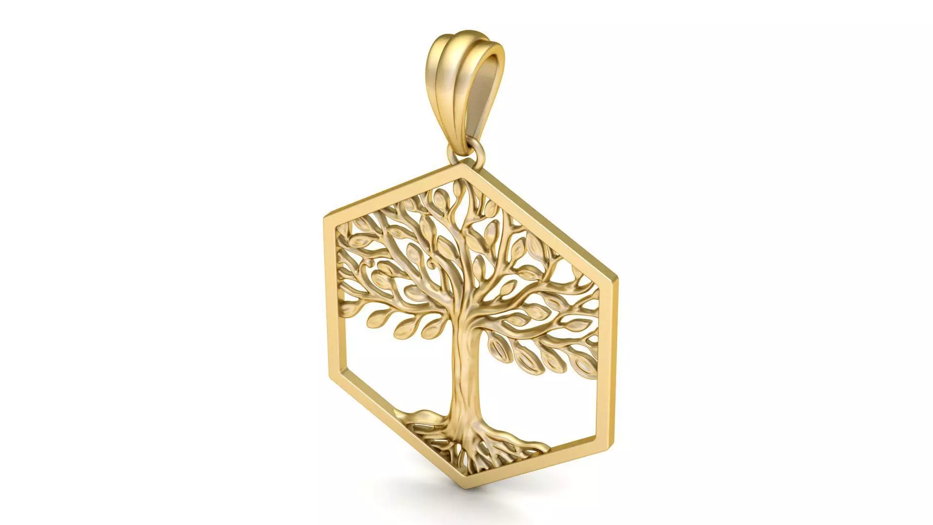 Tree of Life Hexagon Pendant 30 mm 3D print model_0