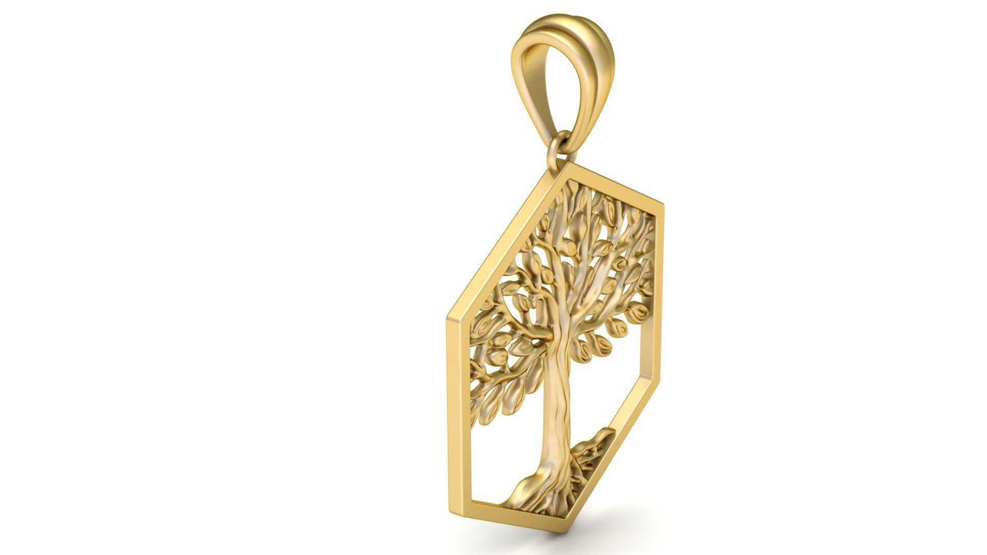 Tree of Life Hexagon Pendant 30 mm 3D print model_1
