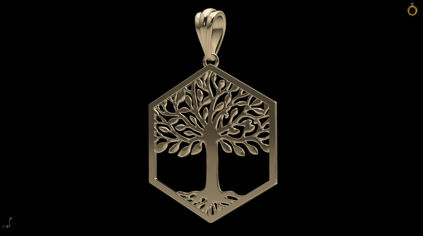 Tree of Life Hexagon Pendant 30 mm 3D print model_16