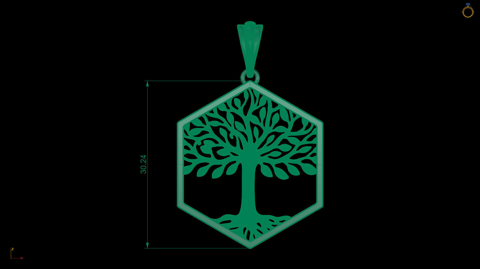 Tree of Life Hexagon Pendant 30 mm 3D print model_6
