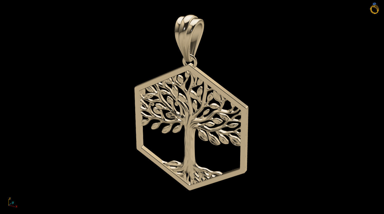 Tree of Life Hexagon Pendant 30 mm 3D print model_14