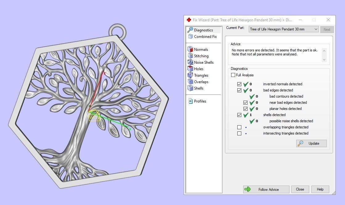 Tree of Life Hexagon Pendant 30 mm 3D print model_5