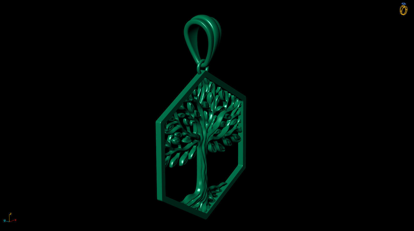 Tree of Life Hexagon Pendant 30 mm 3D print model_10