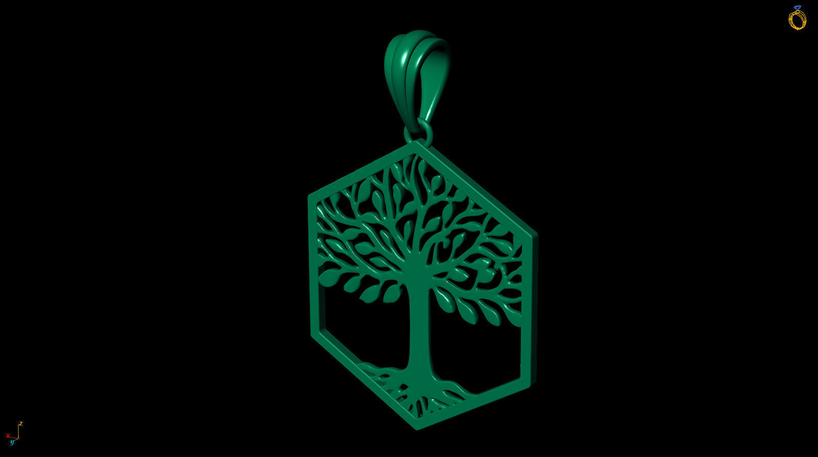 Tree of Life Hexagon Pendant 30 mm 3D print model_11