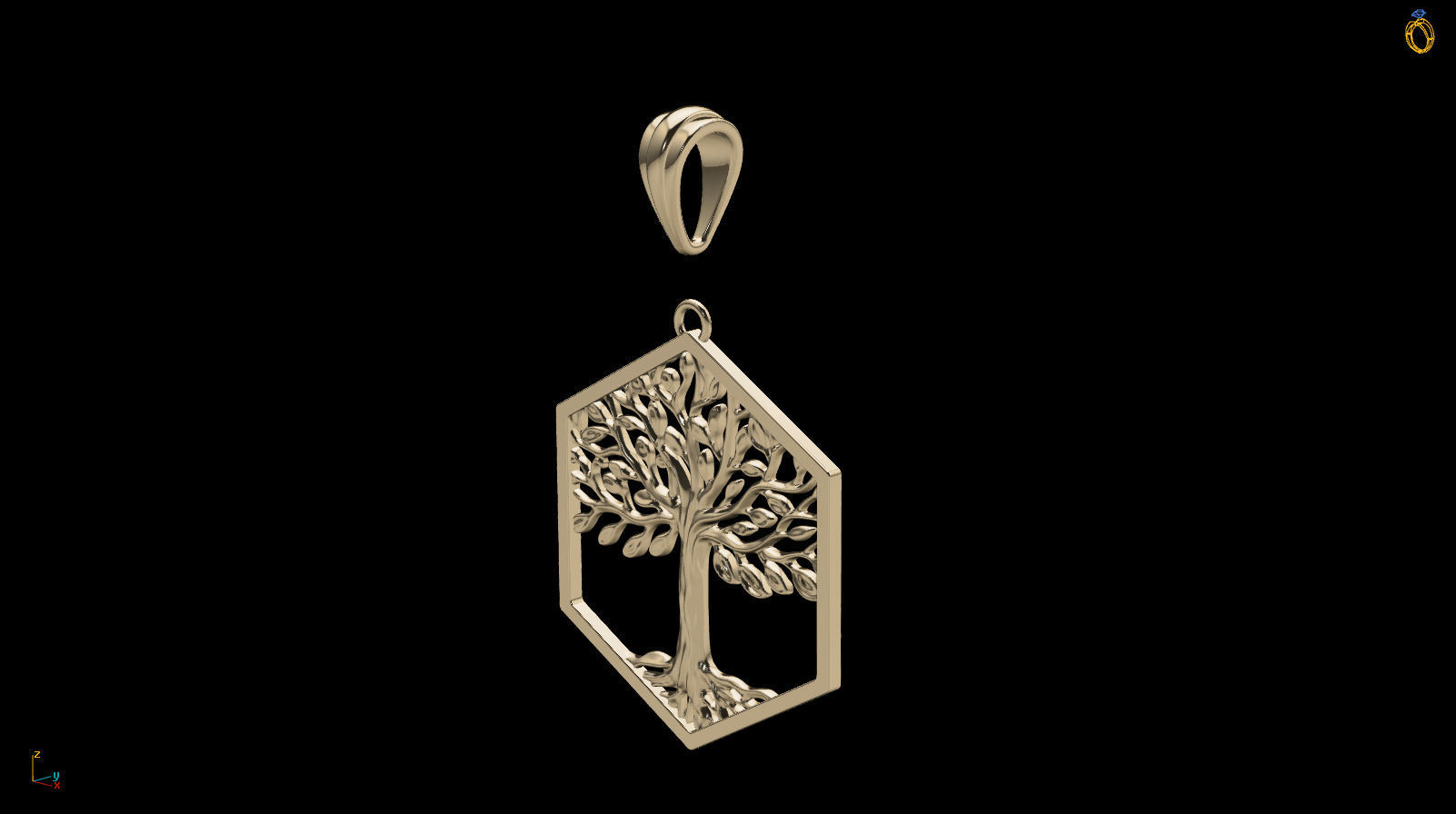 Tree of Life Hexagon Pendant 30 mm 3D print model_17
