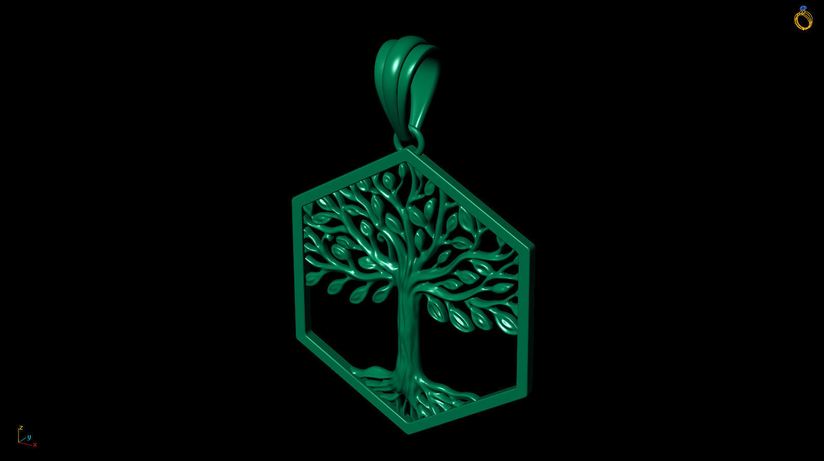 Tree of Life Hexagon Pendant 30 mm 3D print model_9
