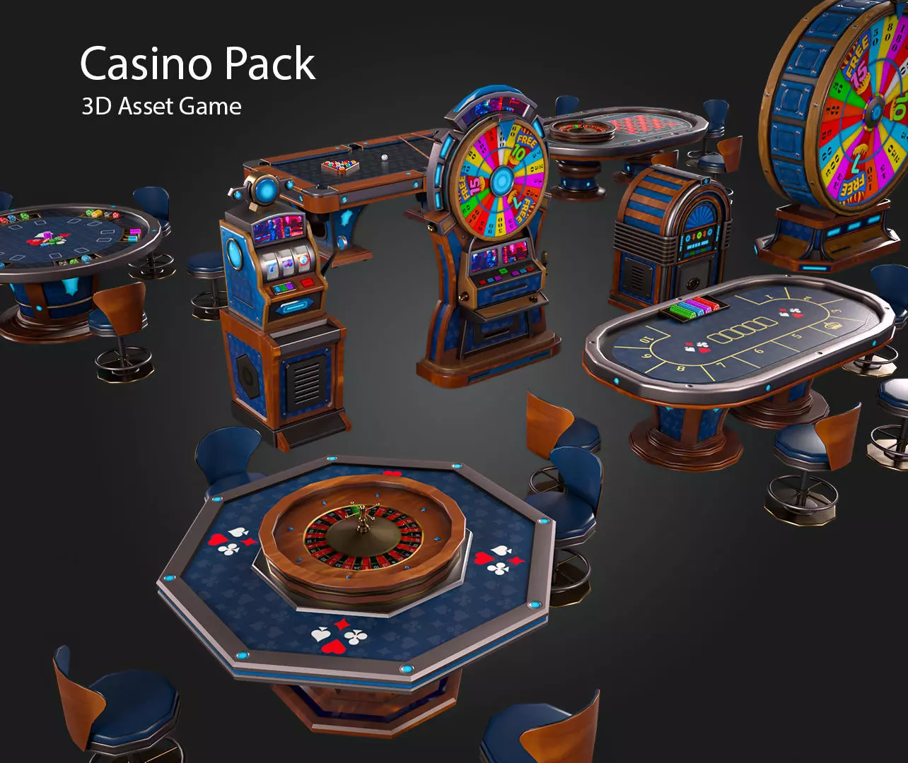 Casino Pack Low-poly 3D model_0