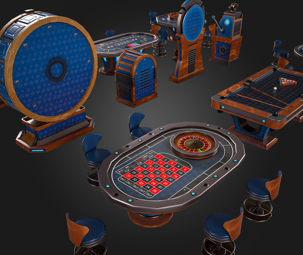 Casino Pack Low-poly 3D model_3