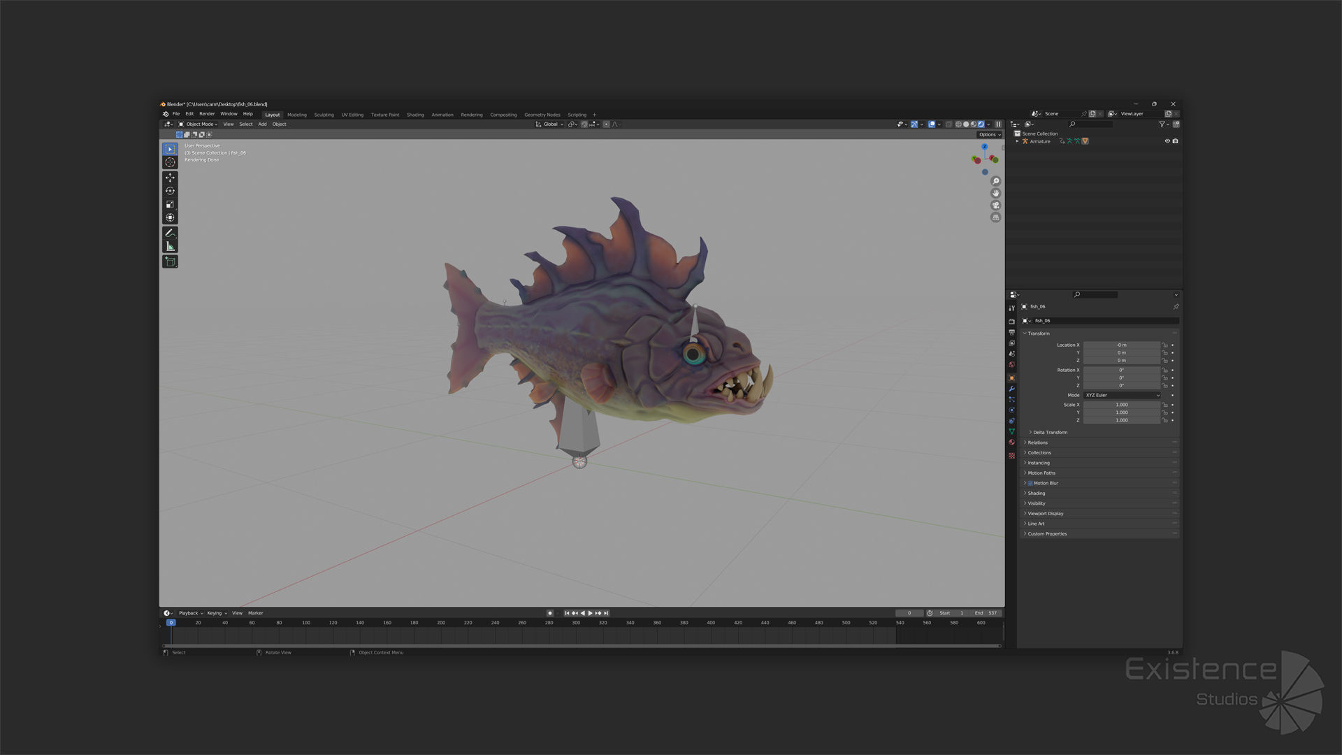 Fantasy Fish 06 - Aqua Life - Water Underwater Creature - 45 Low-poly 3D model_10