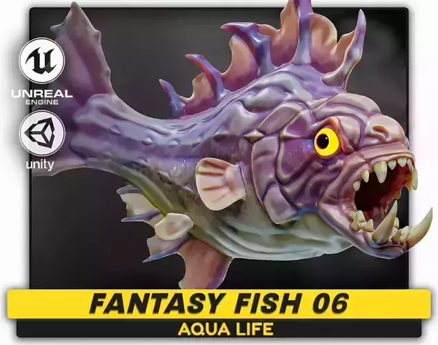 Fantasy Fish 06 - Aqua Life - Water Underwater Creature - 45 Low-poly 3D model