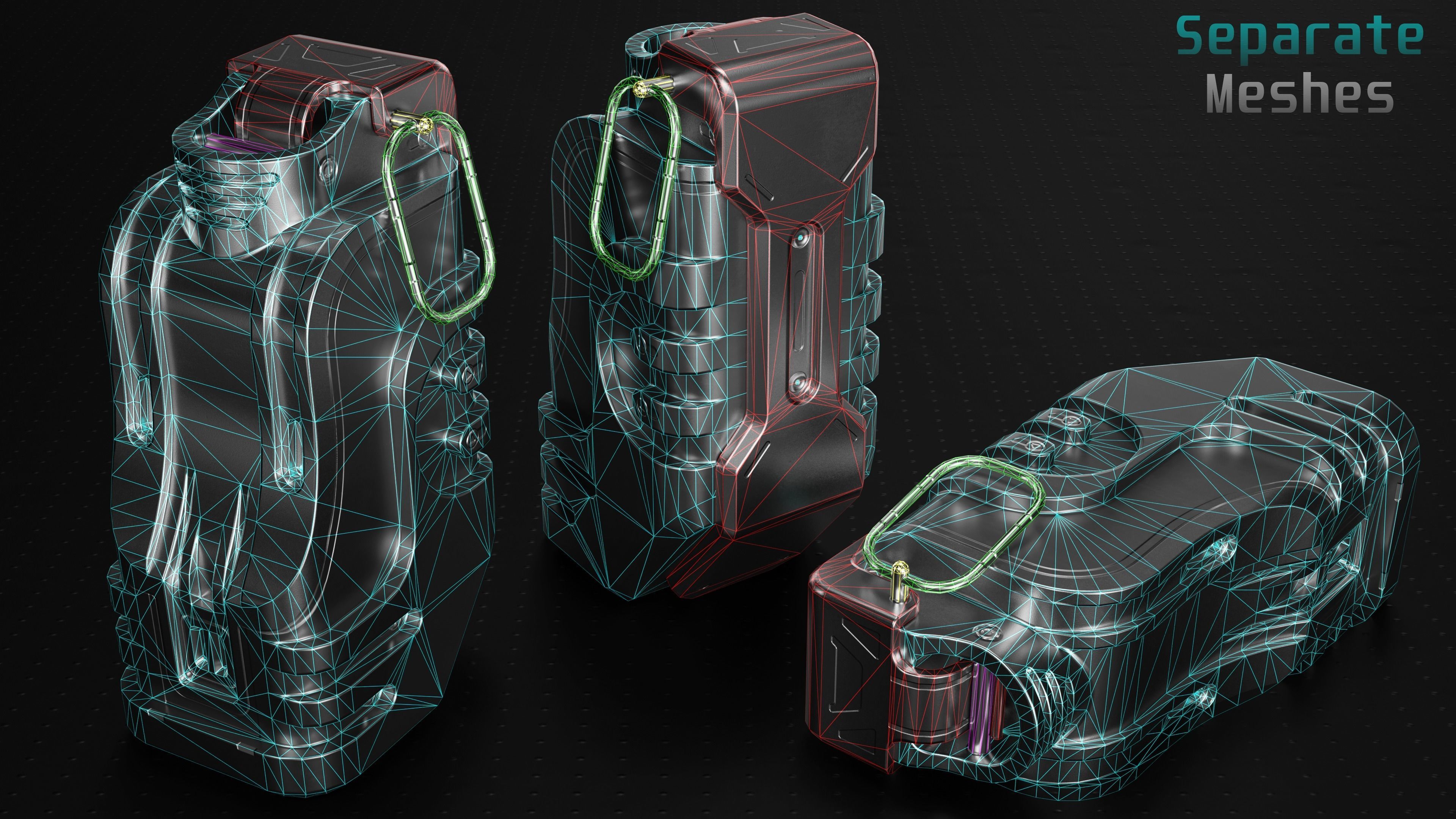 Sci-fi Grenade Low-poly 3D model_5