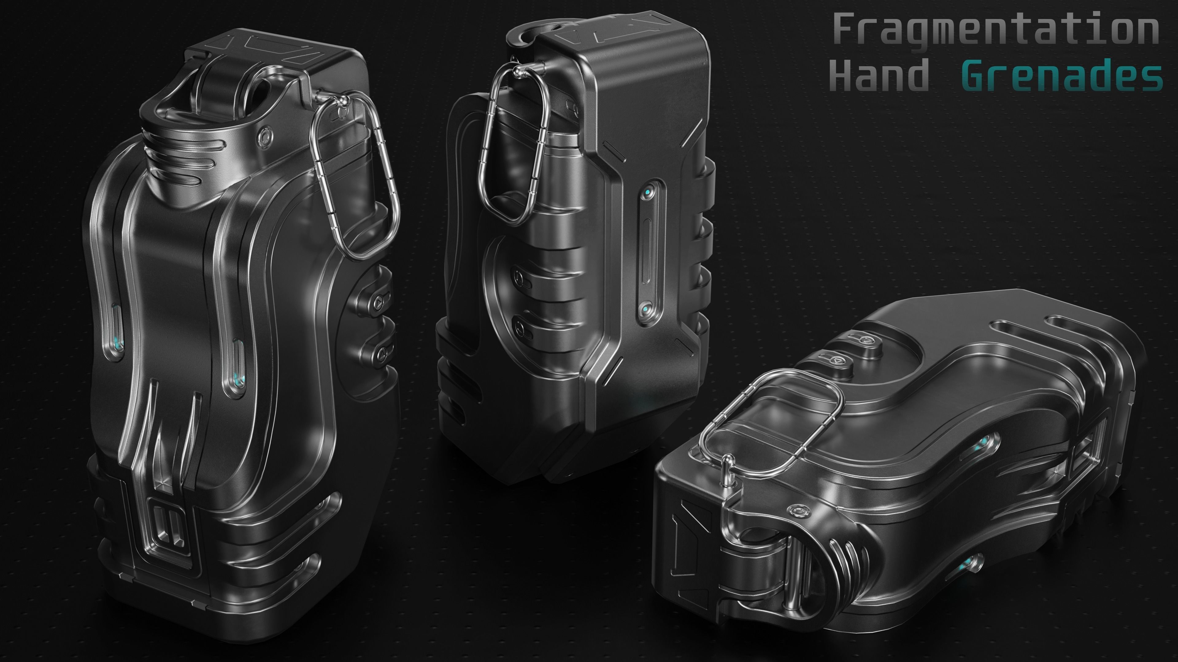 Sci-fi Grenade Low-poly 3D model_3