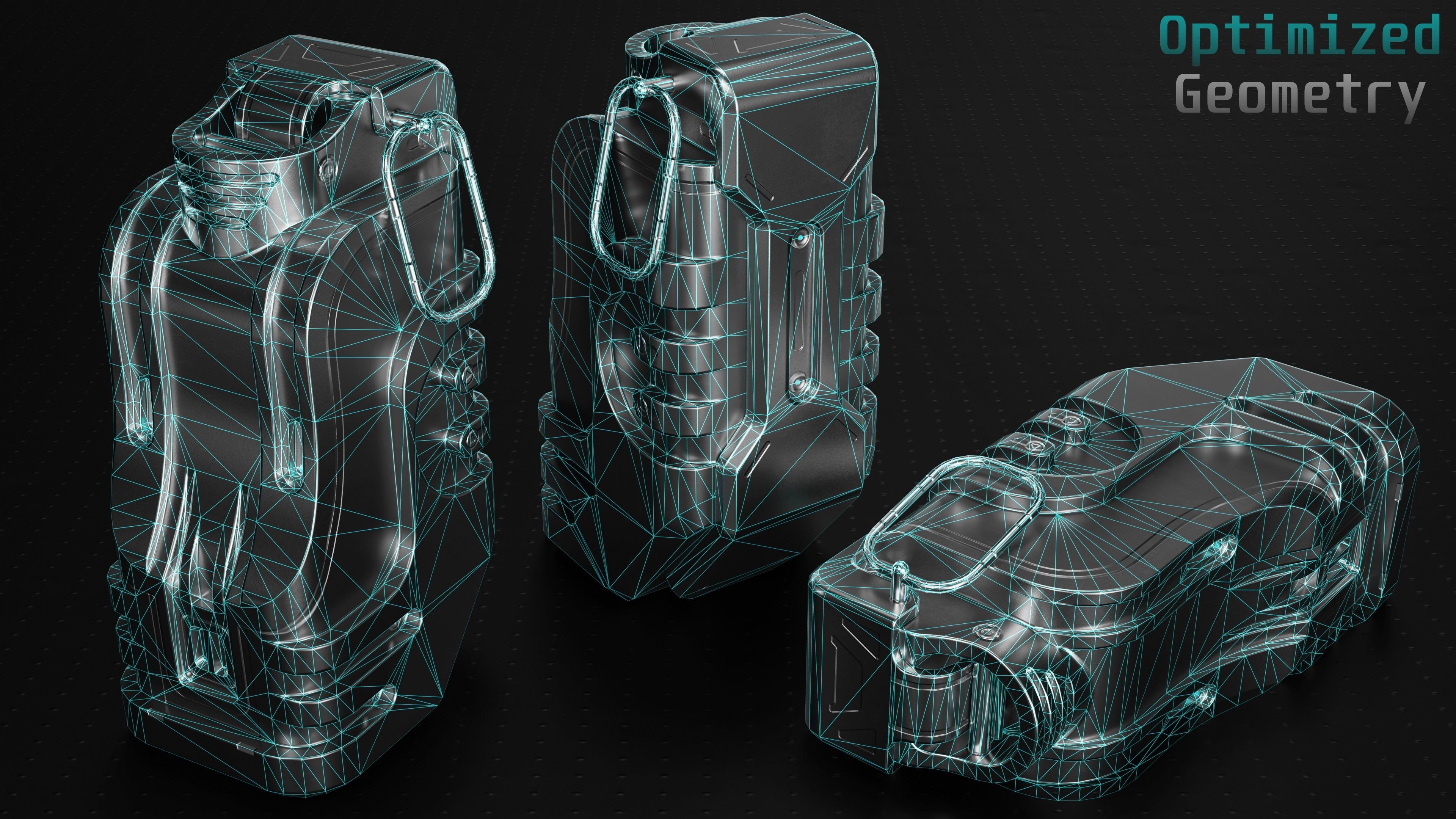 Sci-fi Grenade Low-poly 3D model_4