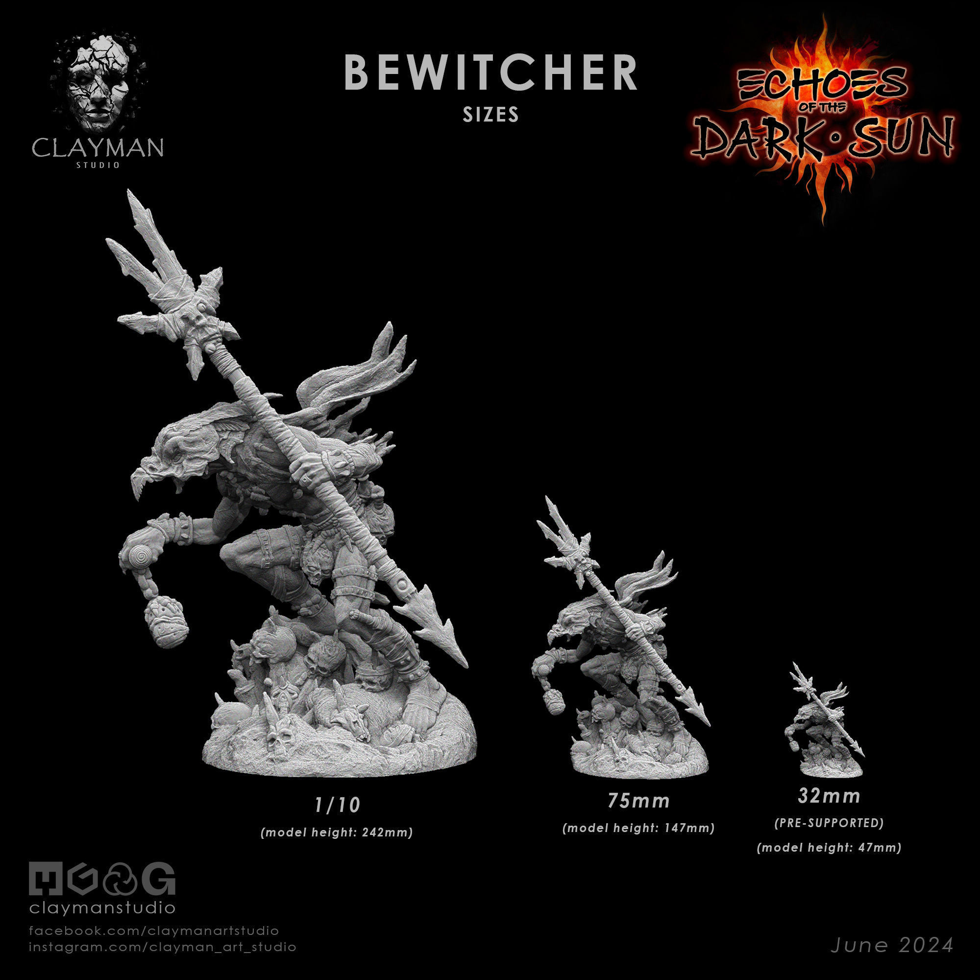 Bewitcher 32mm 75mm 242mm 3D print model_3