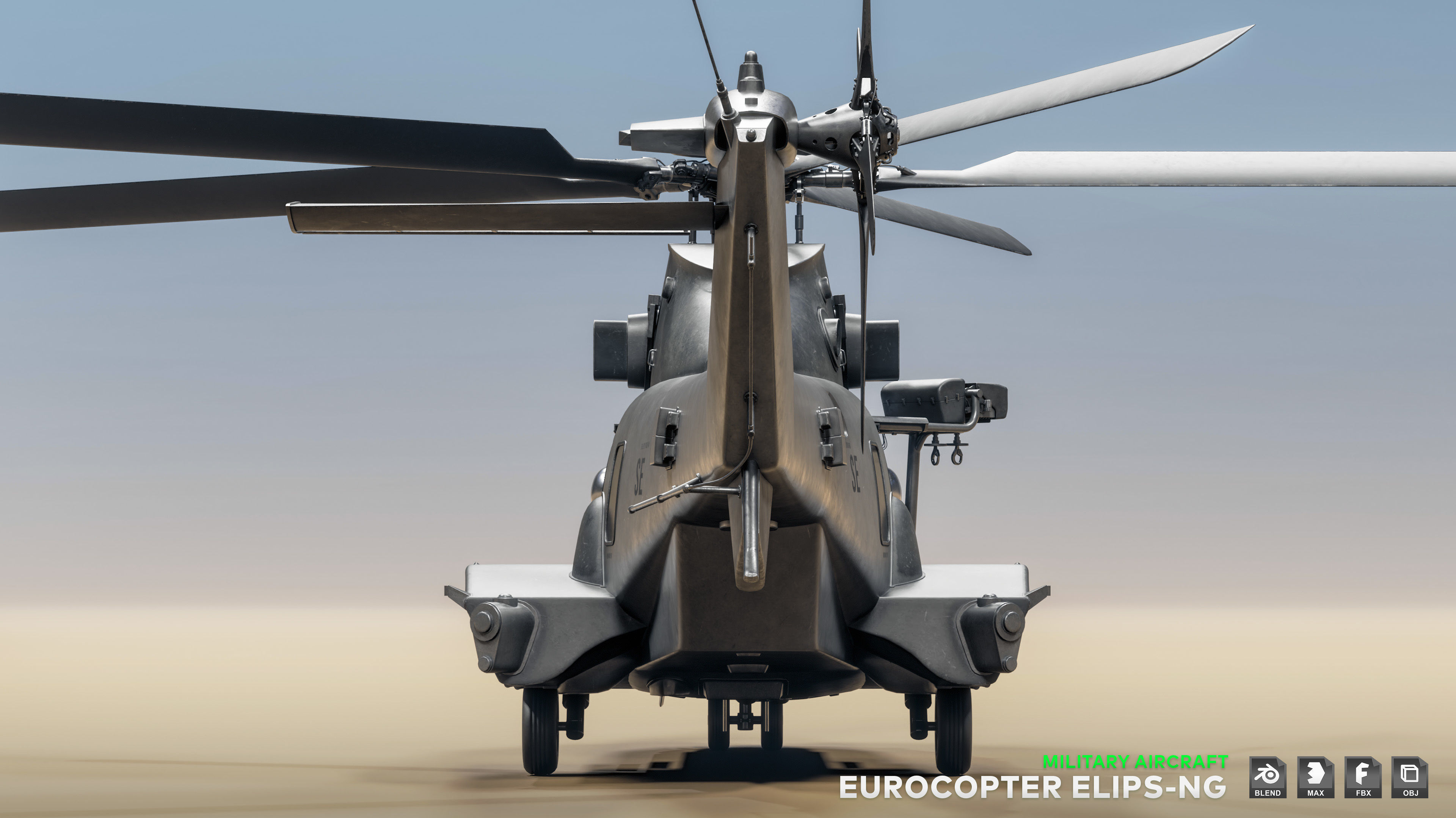 Eurocopter ELIPS NG with 6 Camouflage Skins - Game Ready Low-poly 3D model_22