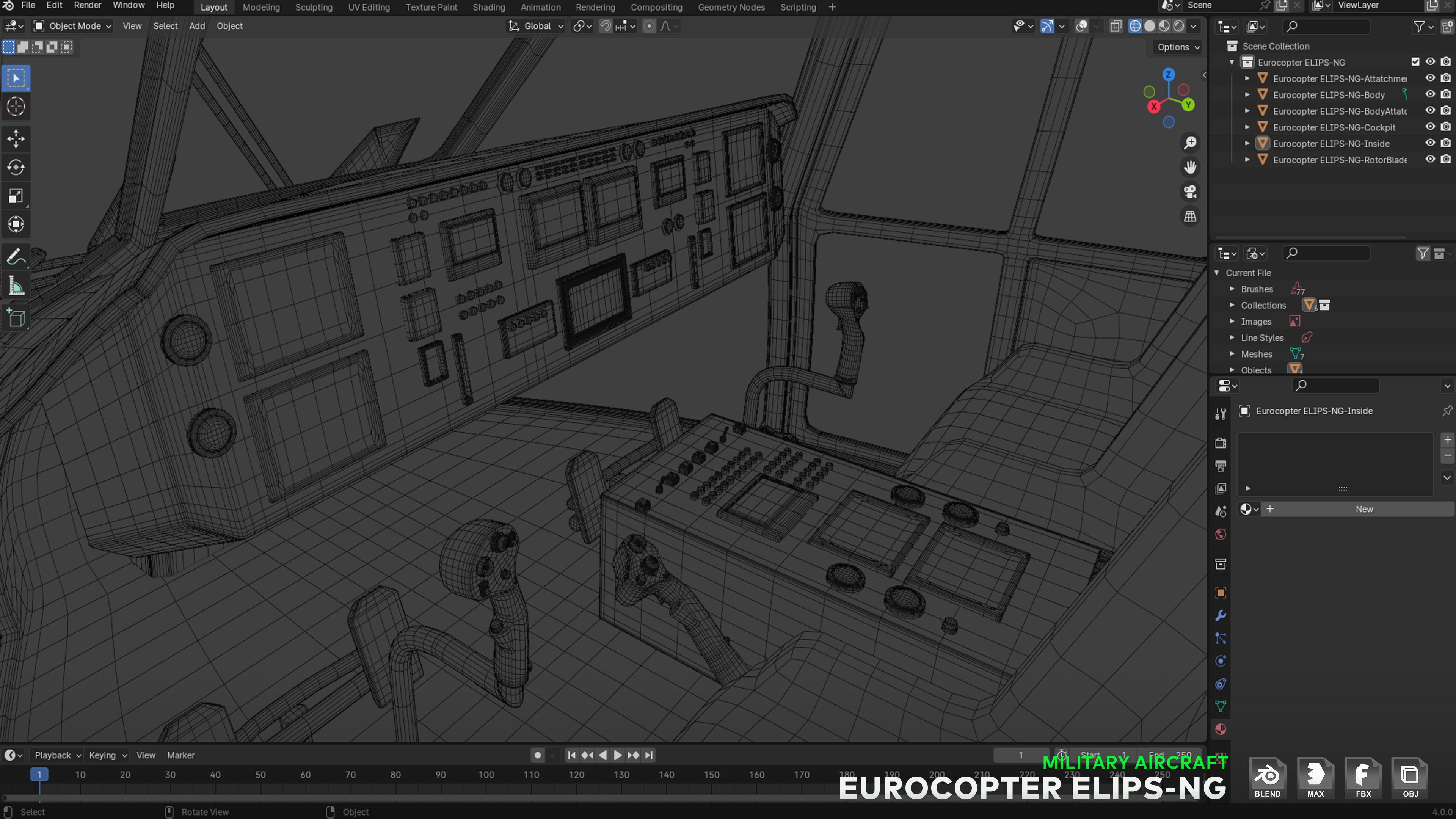 Eurocopter ELIPS NG with 6 Camouflage Skins - Game Ready Low-poly 3D model_39