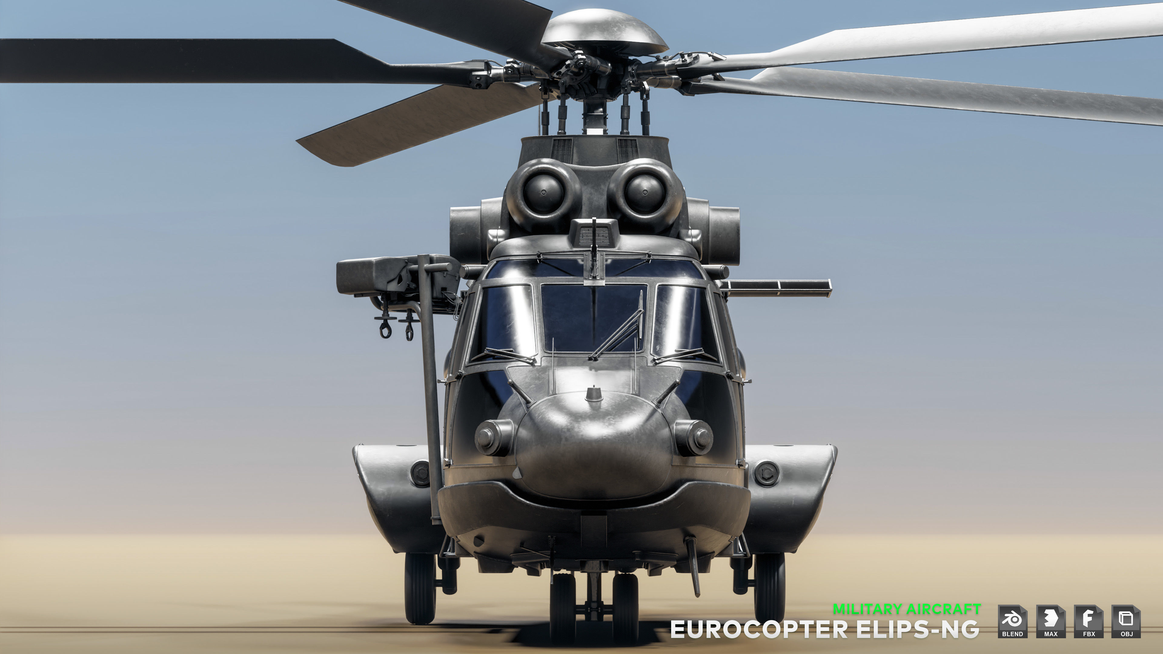 Eurocopter ELIPS NG with 6 Camouflage Skins - Game Ready Low-poly 3D model_21