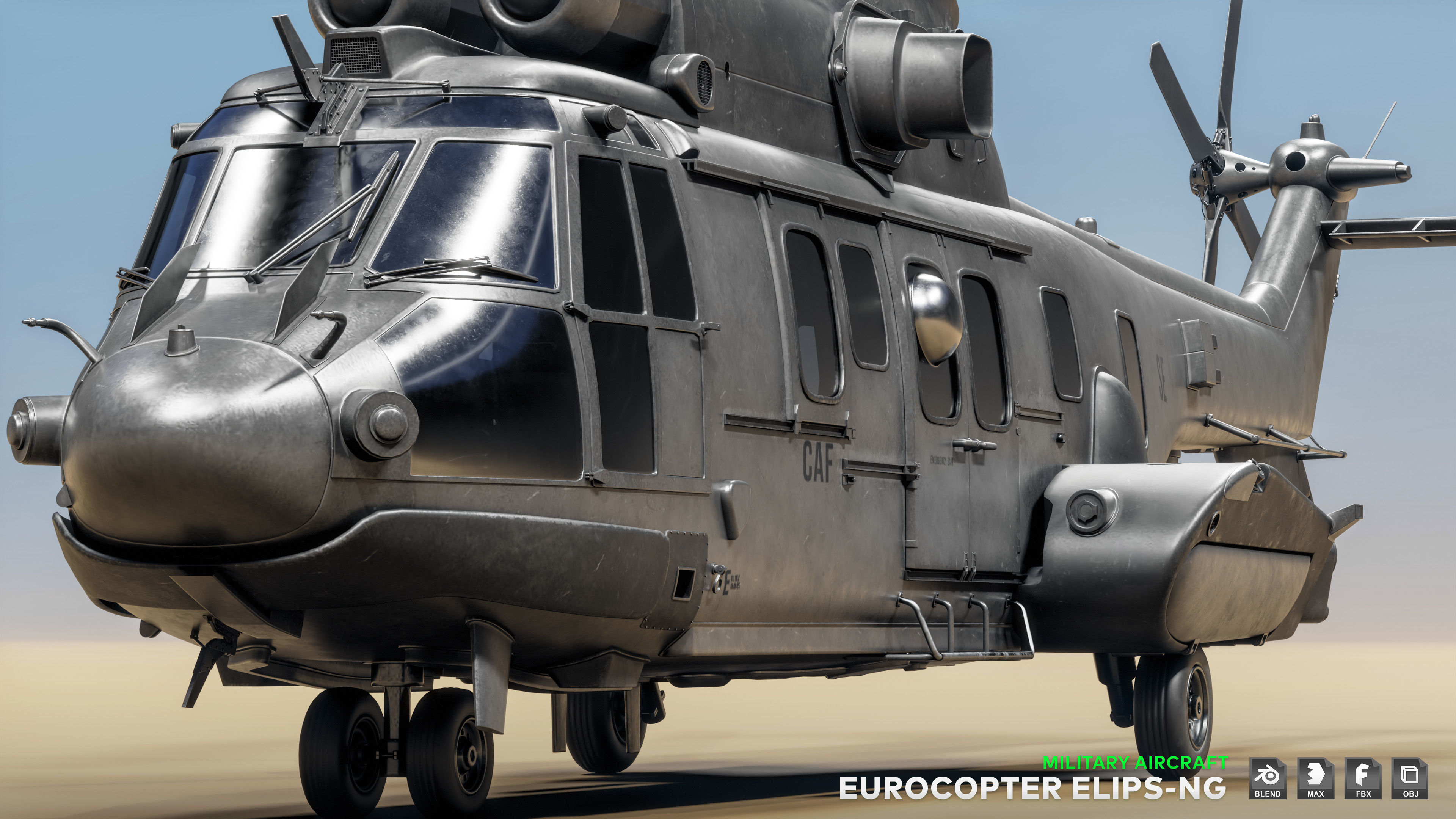 Eurocopter ELIPS NG with 6 Camouflage Skins - Game Ready Low-poly 3D model_15