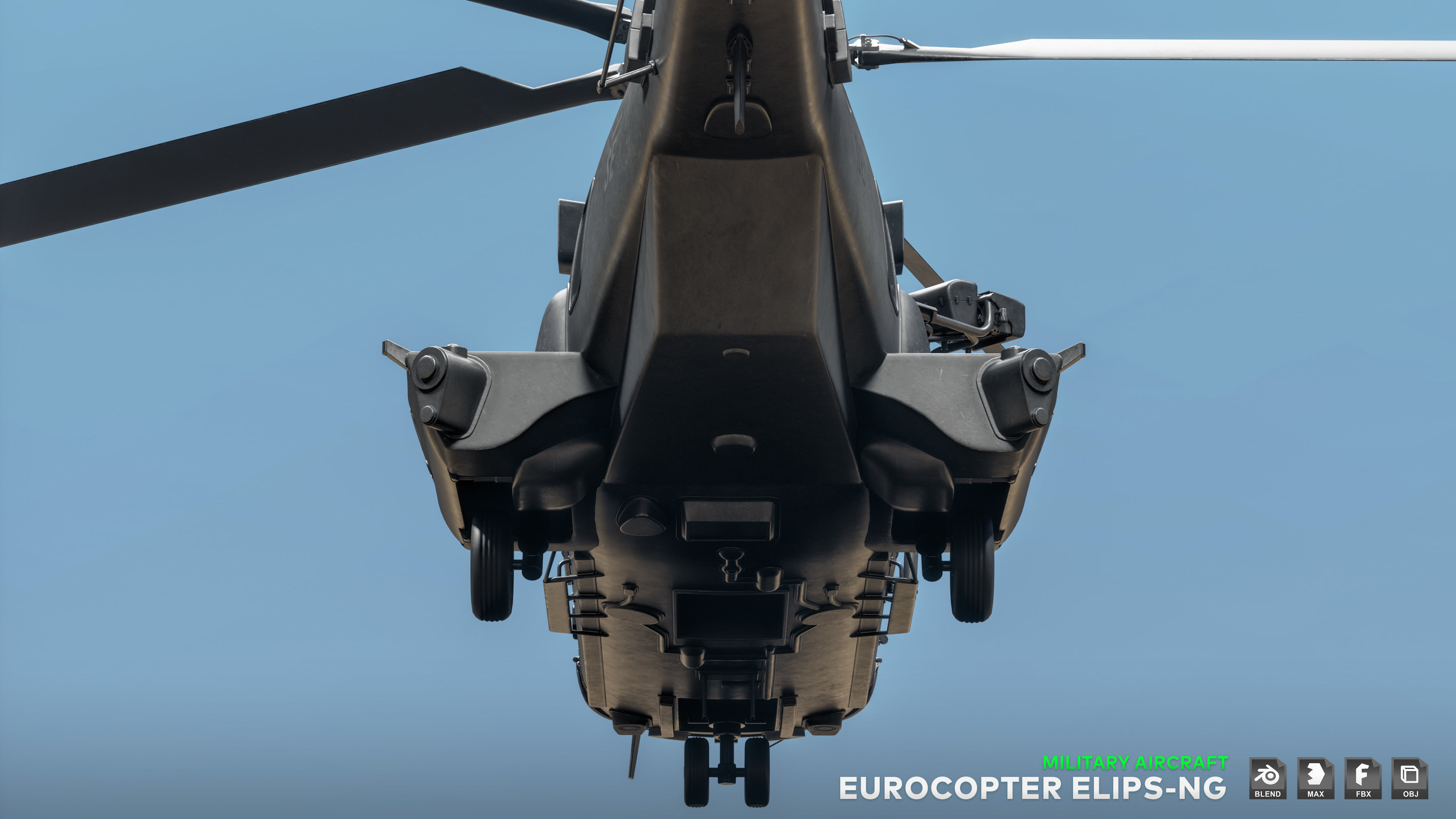 Eurocopter ELIPS NG with 6 Camouflage Skins - Game Ready Low-poly 3D model_28