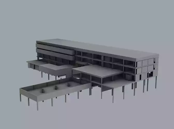 Brutalist Concrete Building 3D model