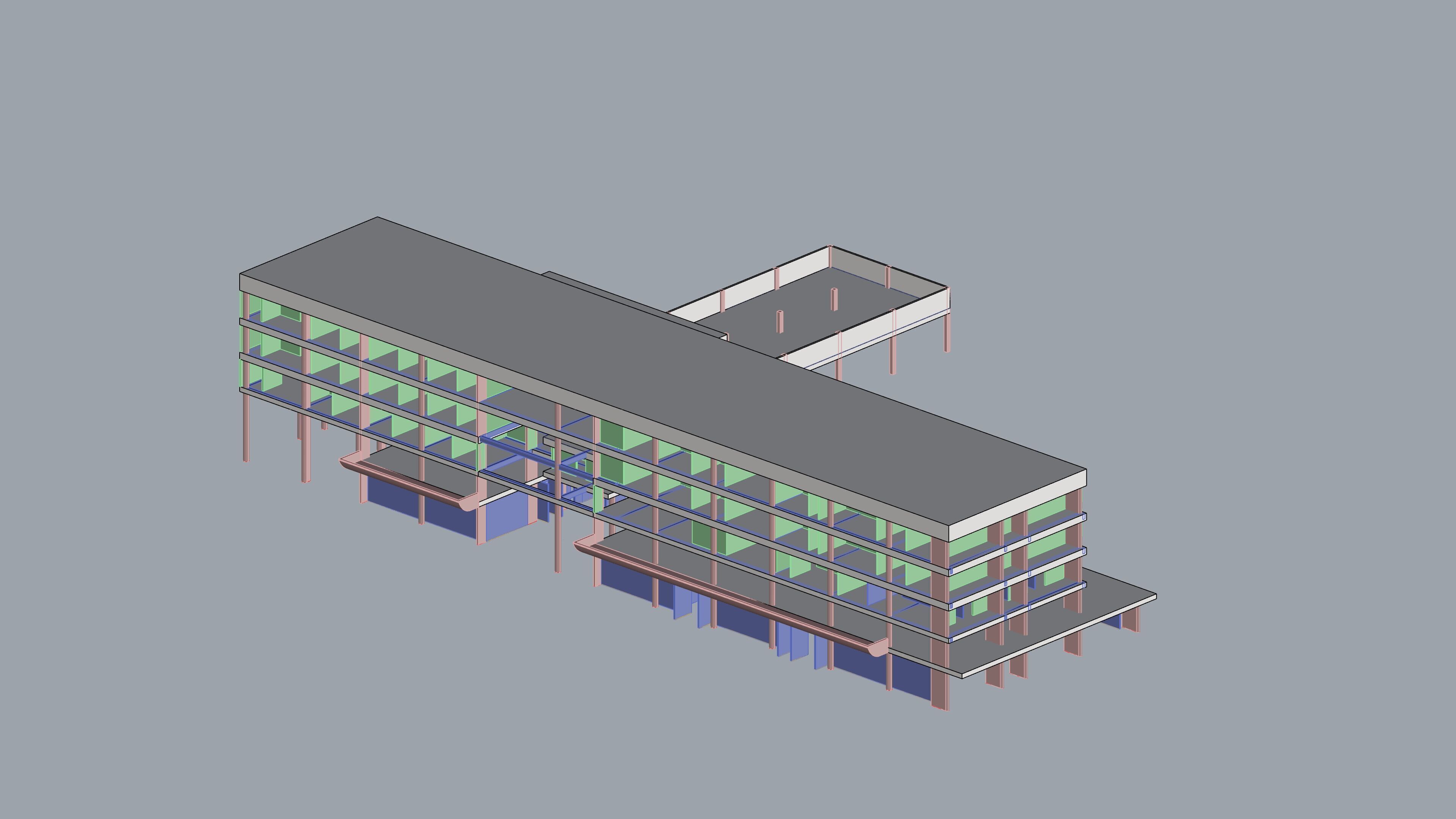 Brutalist Concrete Building 3D model_9
