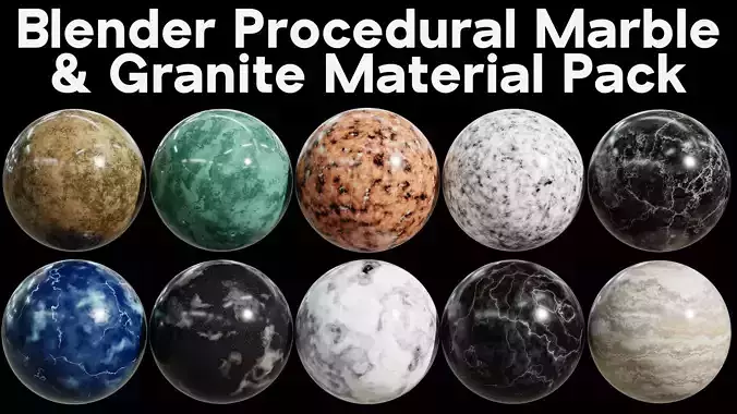 Blender Procedural Marble and Granite Material Pack 1