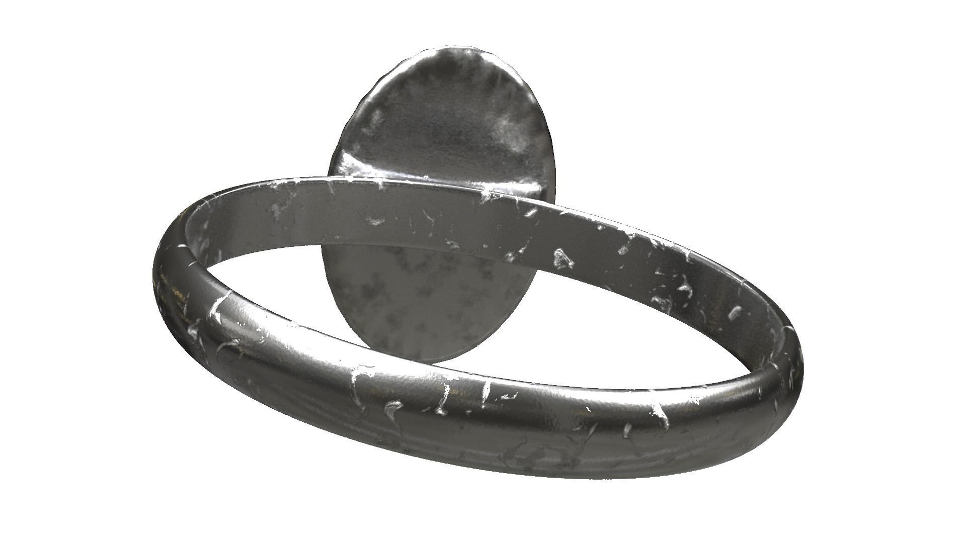 Blue Stone Silver Ring Low-poly 3D model_3