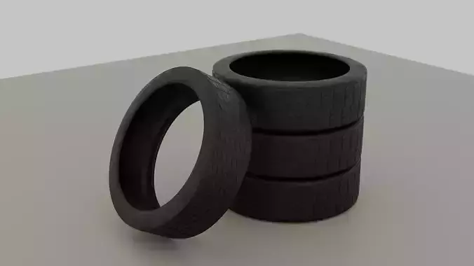 Low Poly Rubber Car Tires