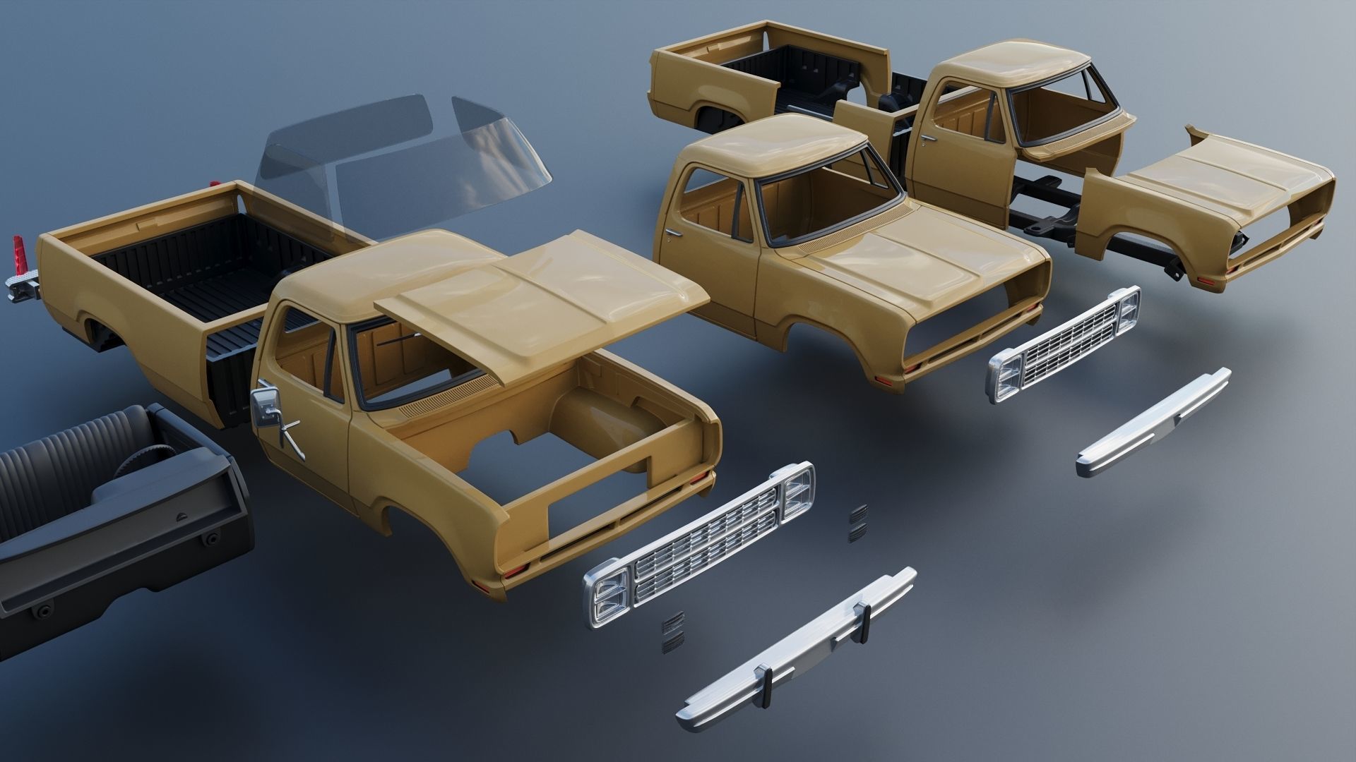 Dodge Power Wagon W150 1979 3D print model_22