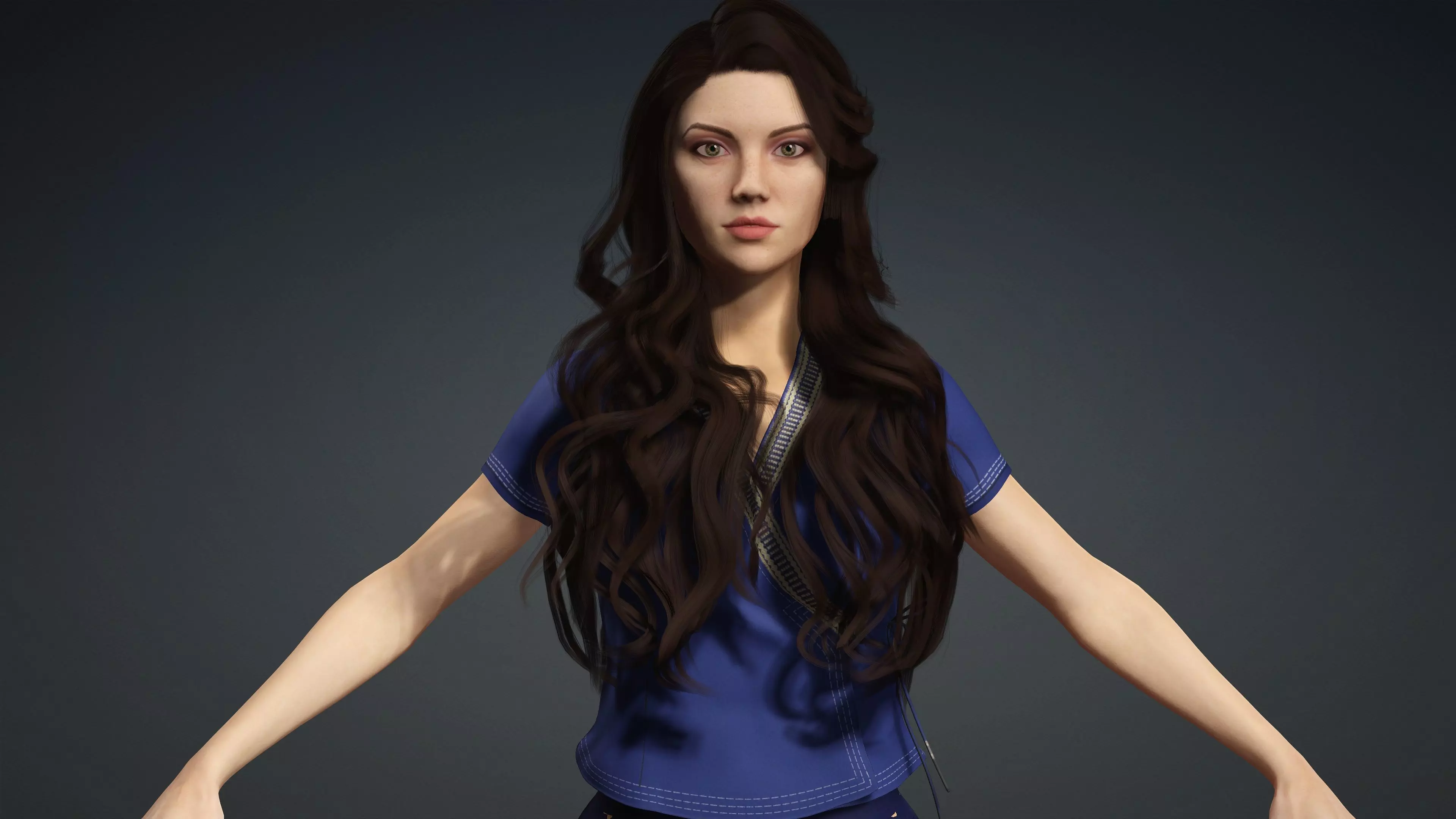 Sexy Character - Fully Rigged 3D model Low-poly 3D model_0