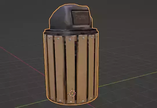 PSX Style Low-Poly Trash Can