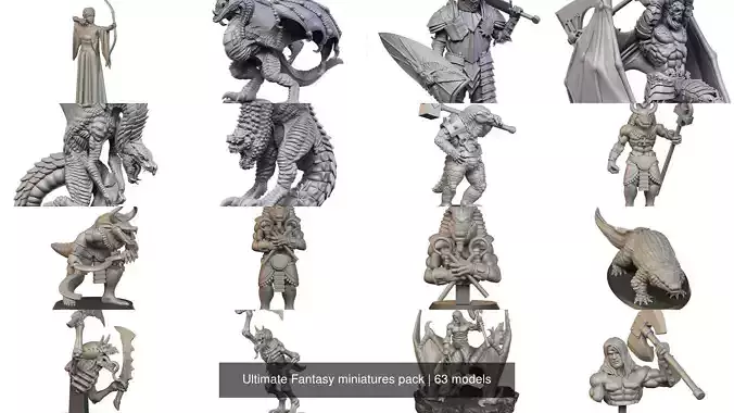 Ultimate Fantasy miniatures pack 3D Model Collection